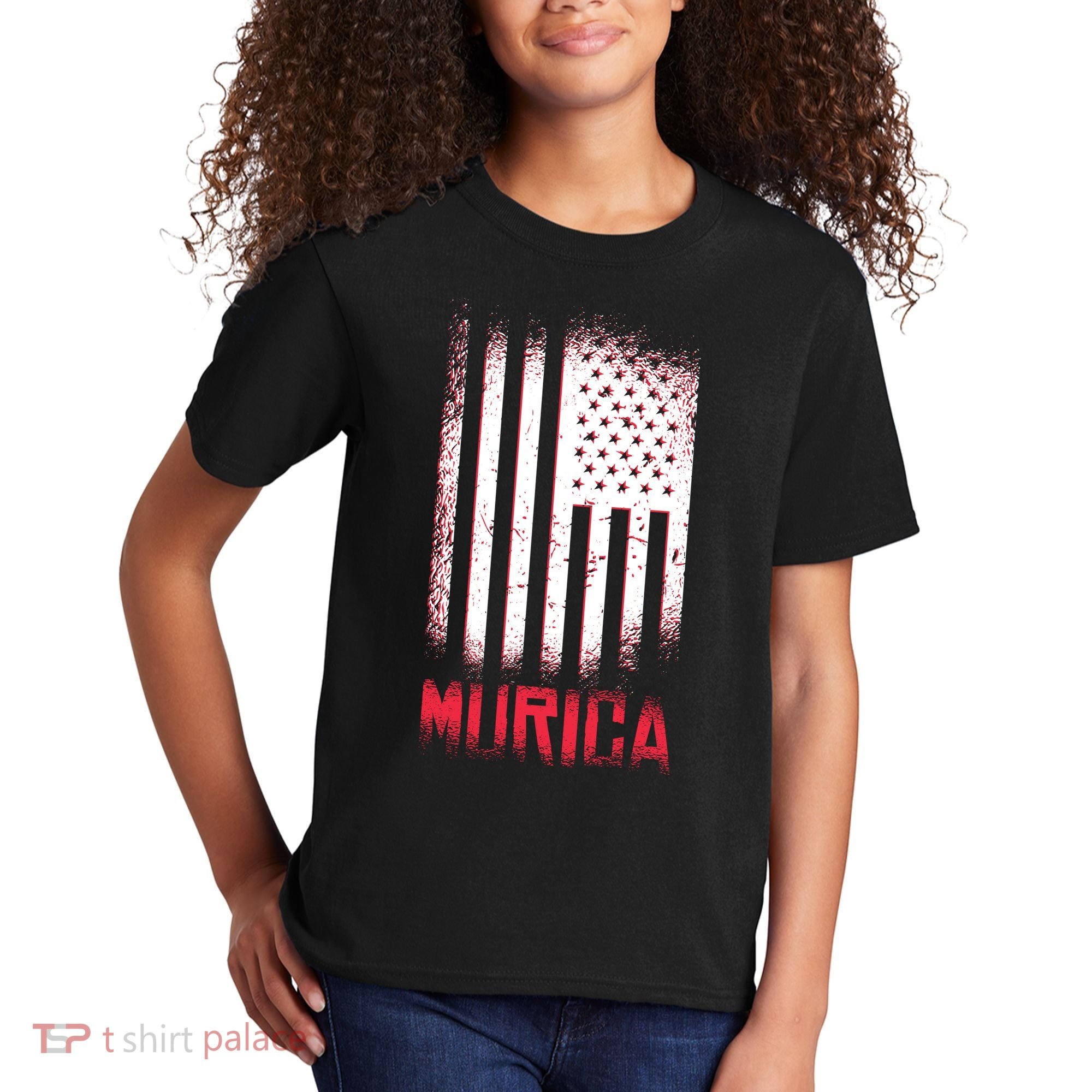 Murica American Flag Patriotic Kids T-Shirt