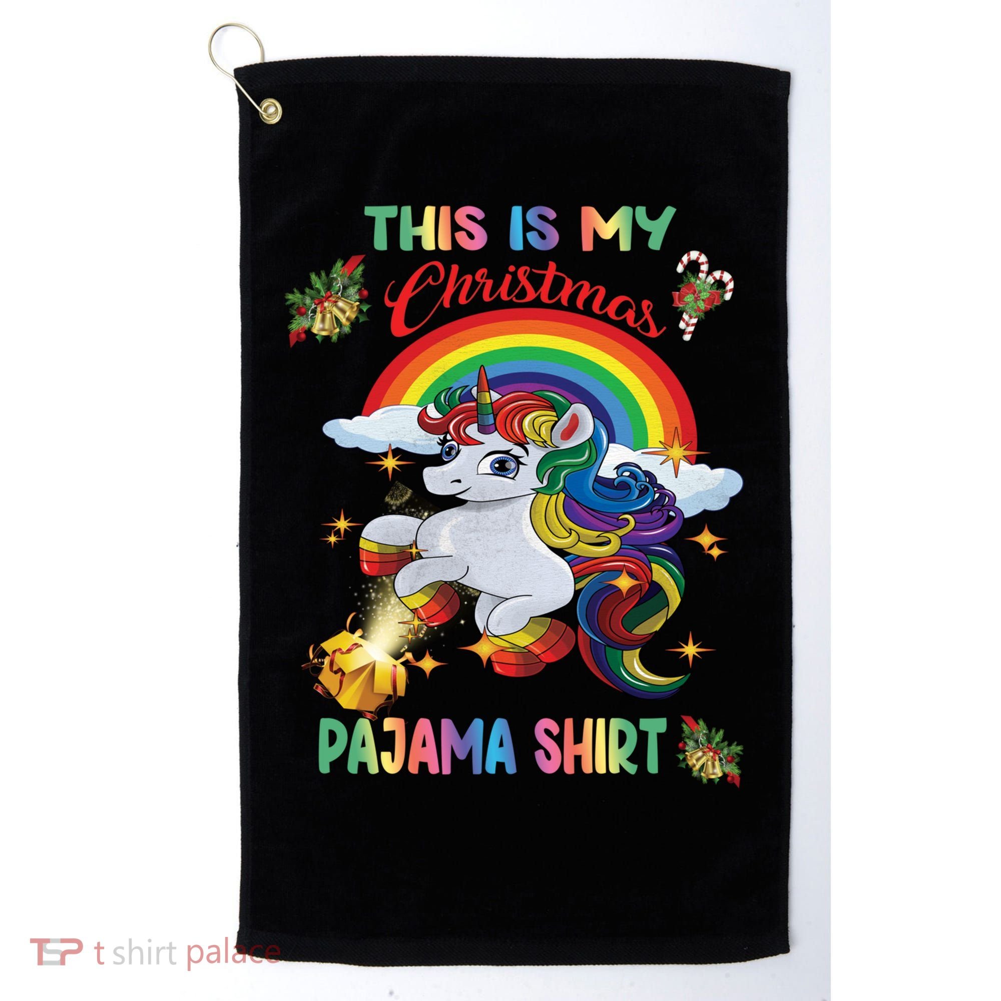 Magical Unicorn Squad This Is My Christmas Pajama Gift Golf Towel