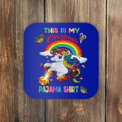 Magical Unicorn Squad This Is My Christmas Pajama Gift Coaster