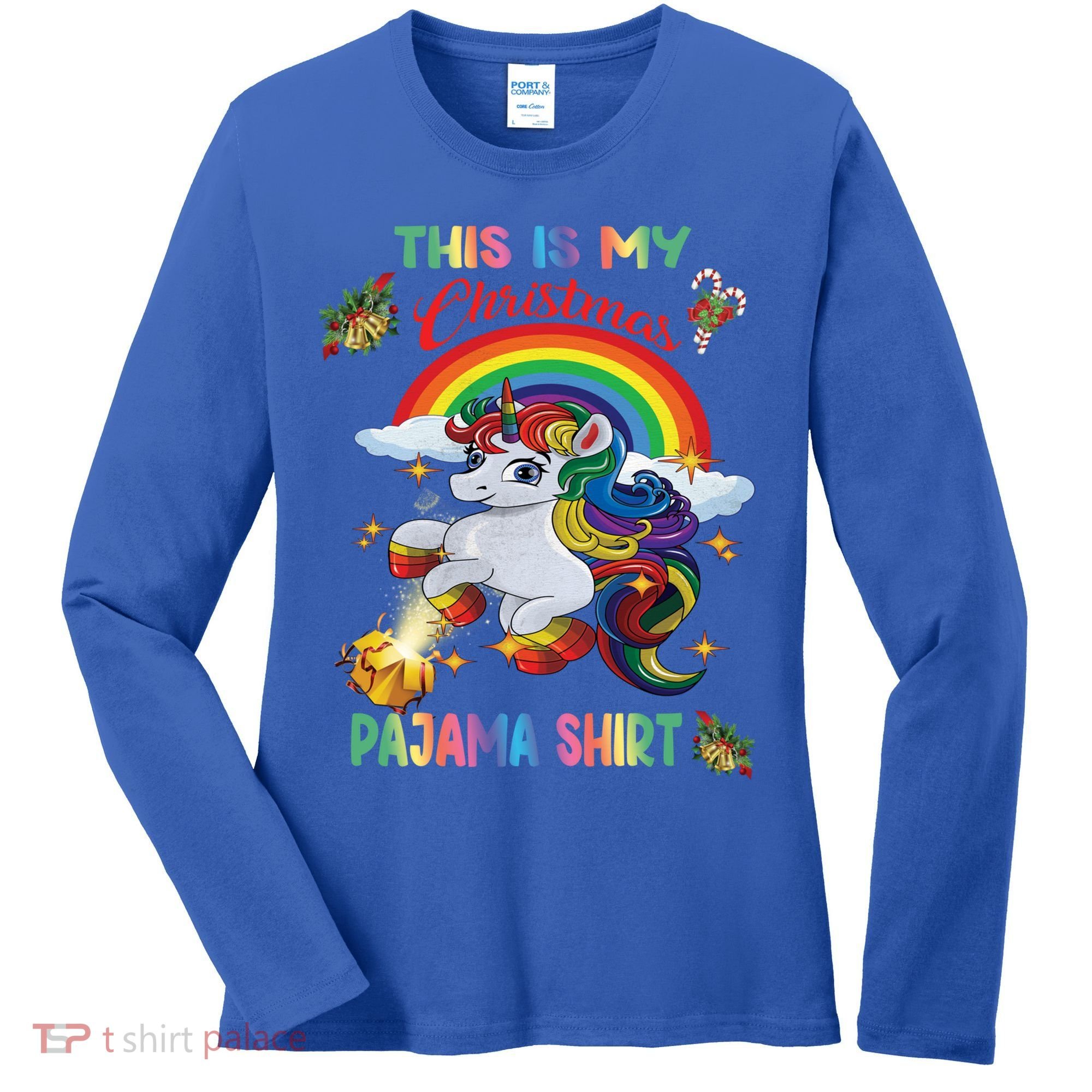 Magical Unicorn Squad This Is My Christmas Pajama Gift Women's Long Sleeve Shirt