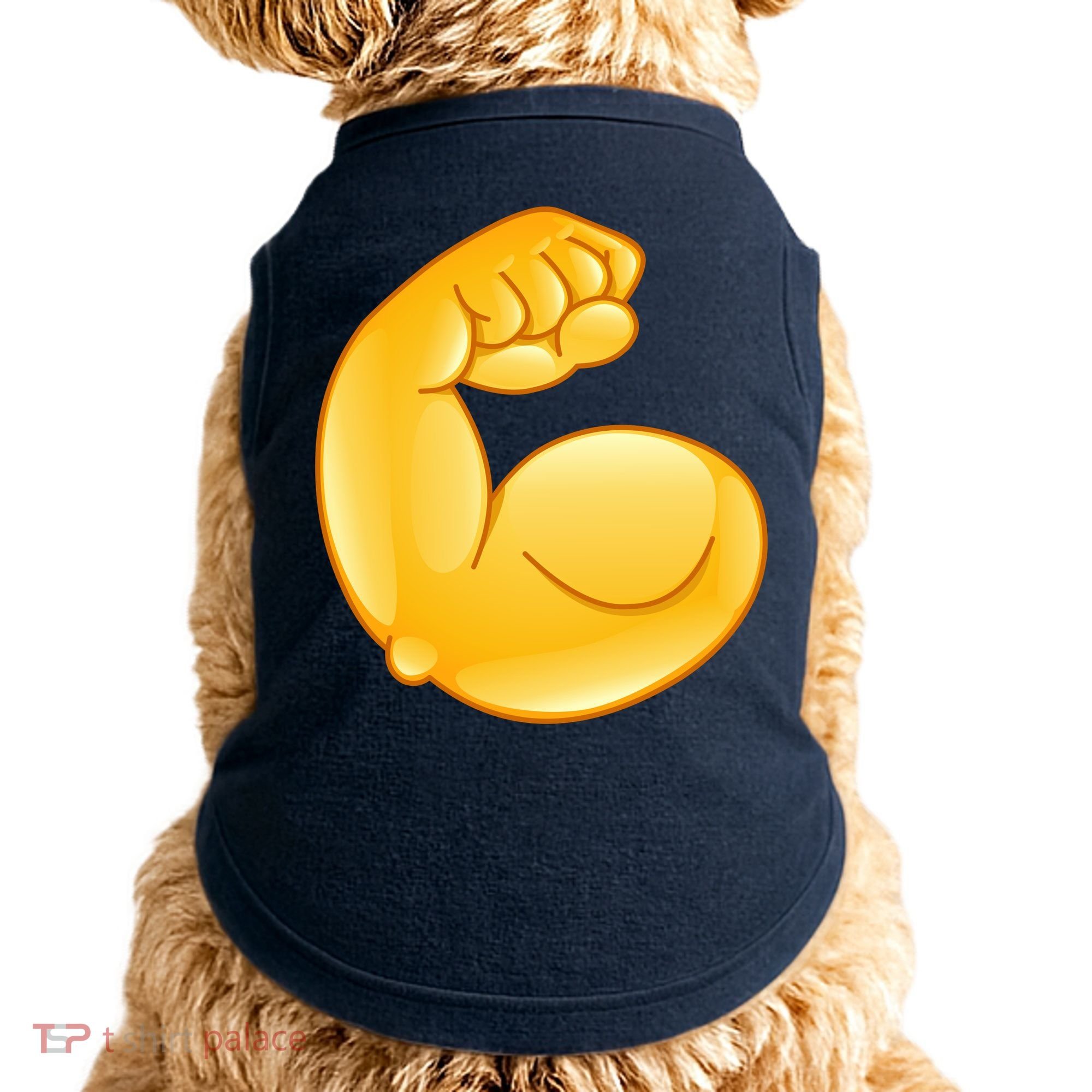 Muscle Strong Arm Flex Emoji Doggie Tank