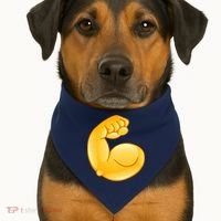Muscle Strong Arm Flex Emoji USA-Made Doggie Bandana thumb 1