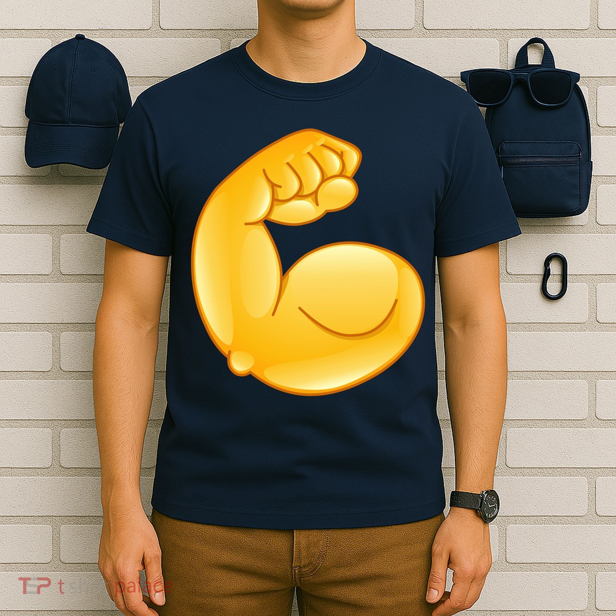 Muscle Strong Arm Flex Emoji T-Shirt