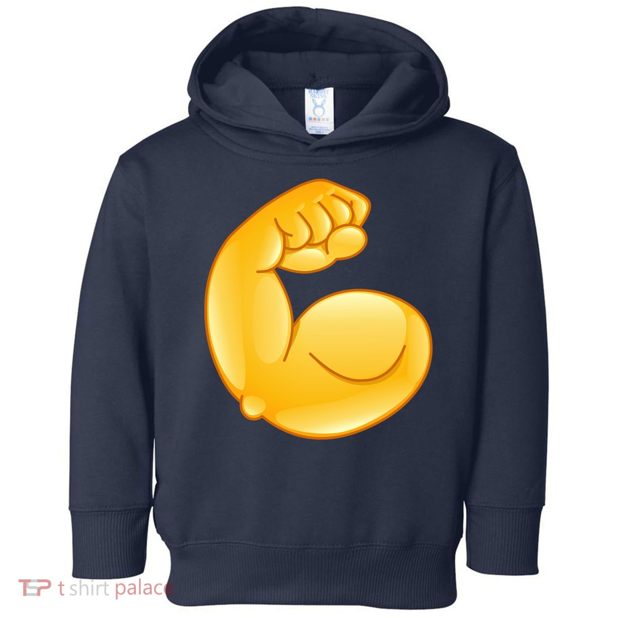 Muscle Strong Arm Flex Emoji Toddler Hoodie