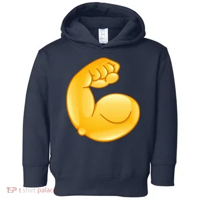 Muscle Strong Arm Flex Emoji Toddler Hoodie