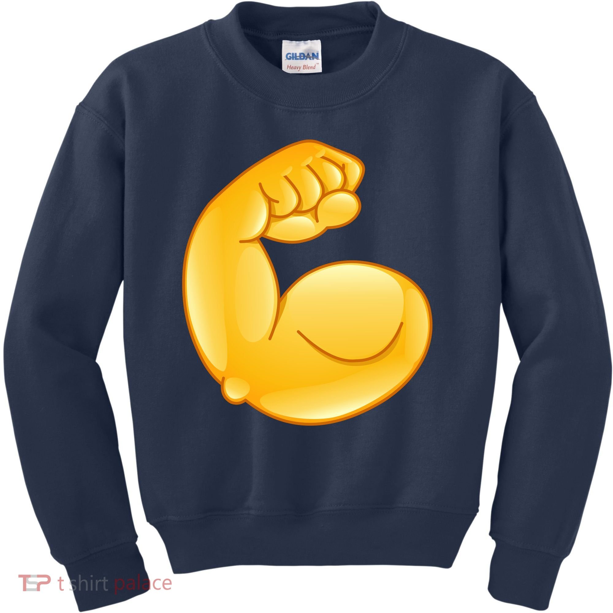Muscle Strong Arm Flex Emoji Kids Sweatshirt