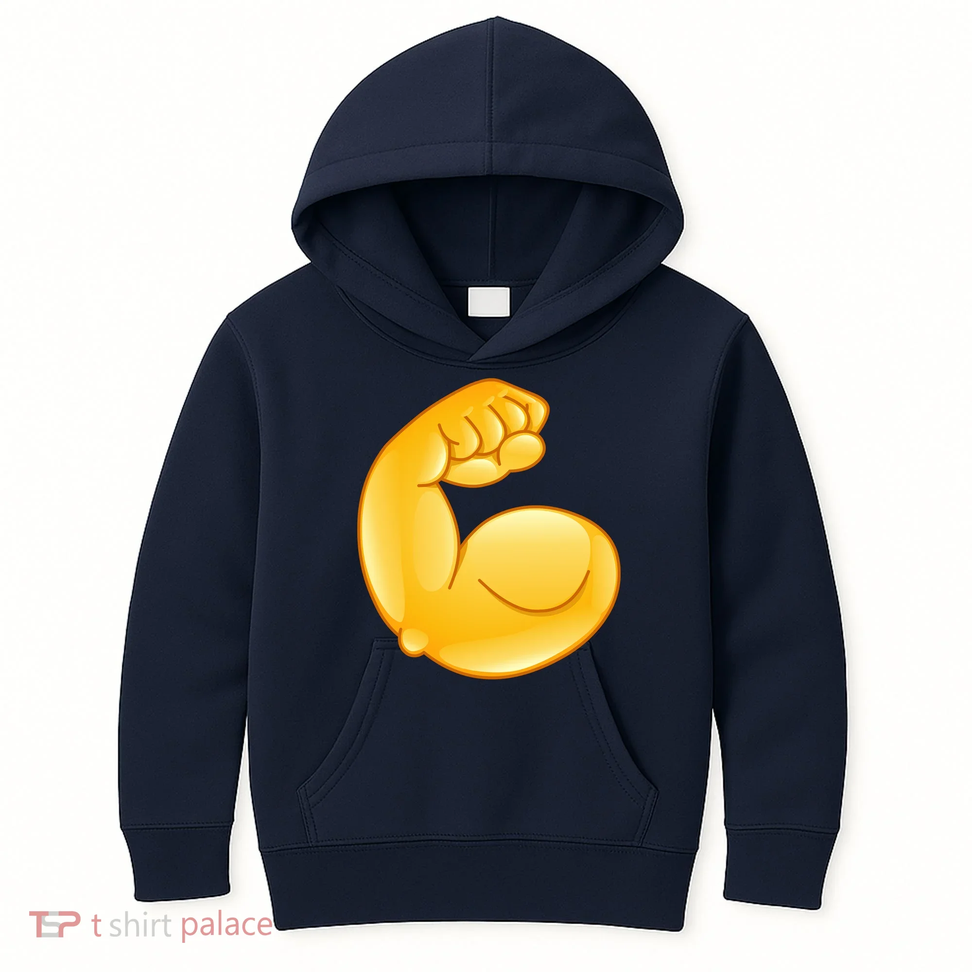 Muscle Strong Arm Flex Emoji Kids Hoodie