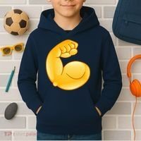 Muscle Strong Arm Flex Emoji Kids Hoodie thumb 2