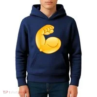 Muscle Strong Arm Flex Emoji Kids Hoodie thumb 4