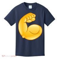 Muscle Strong Arm Flex Emoji Kids T-Shirt thumb 0