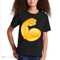 Muscle Strong Arm Flex Emoji Kids T-Shirt thumb 2