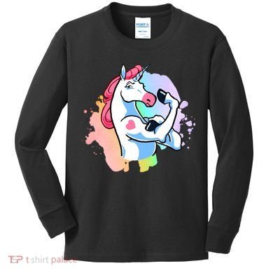 Muscle Unicorn Kids Long Sleeve Shirt