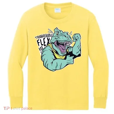 Muscular Trex Flex Kids Long Sleeve Shirt