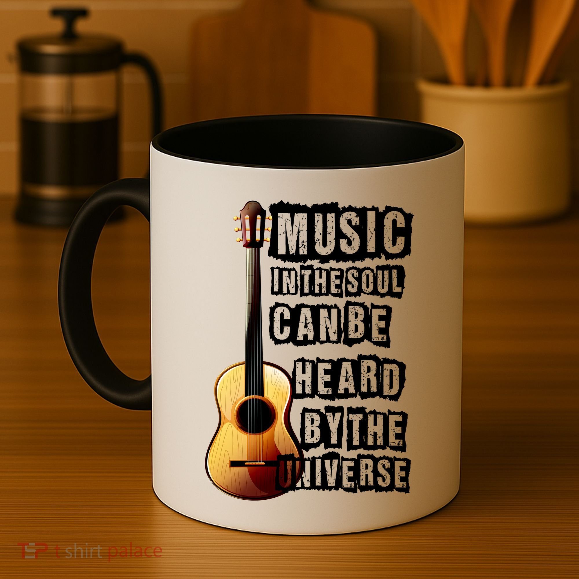 Music In The Soul Can Be Heard By The Universe Guitar Coffee Mug