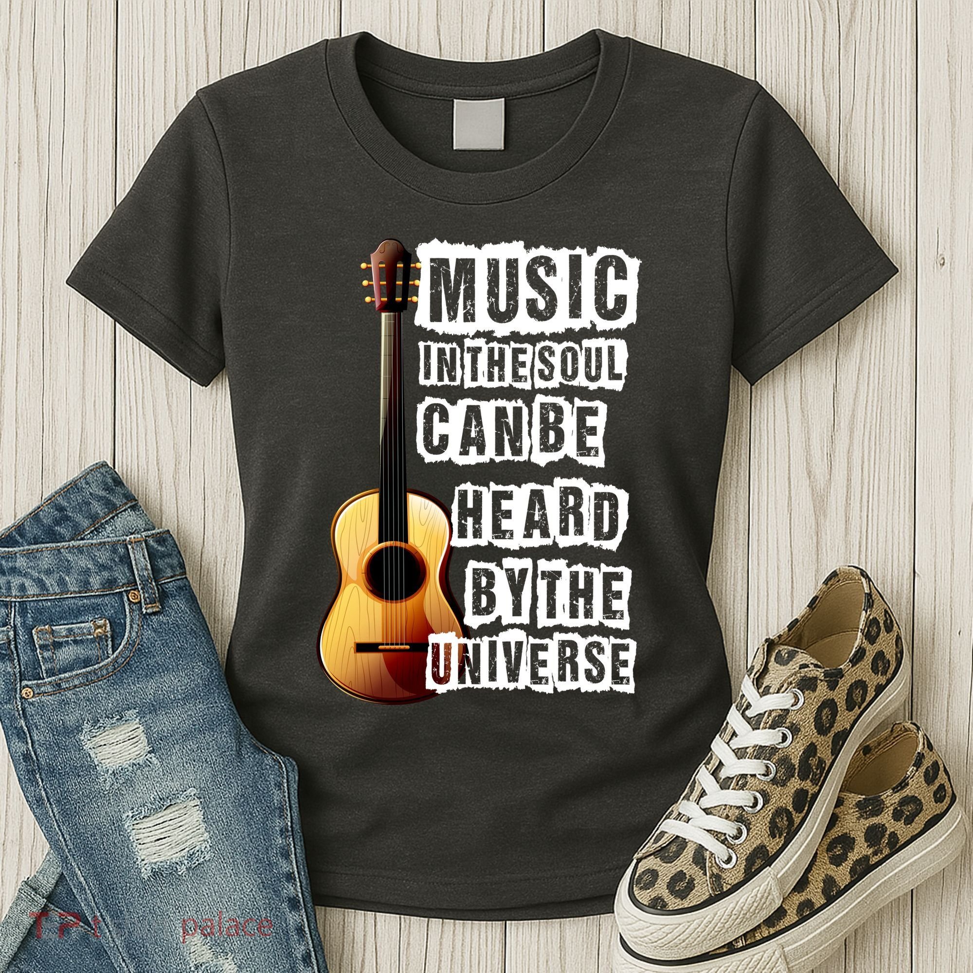 Music In The Soul Can Be Heard By The Universe Guitar Women's T-Shirt