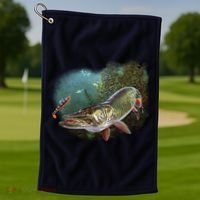 Musky Chase Fishing Golf Towel thumb 1
