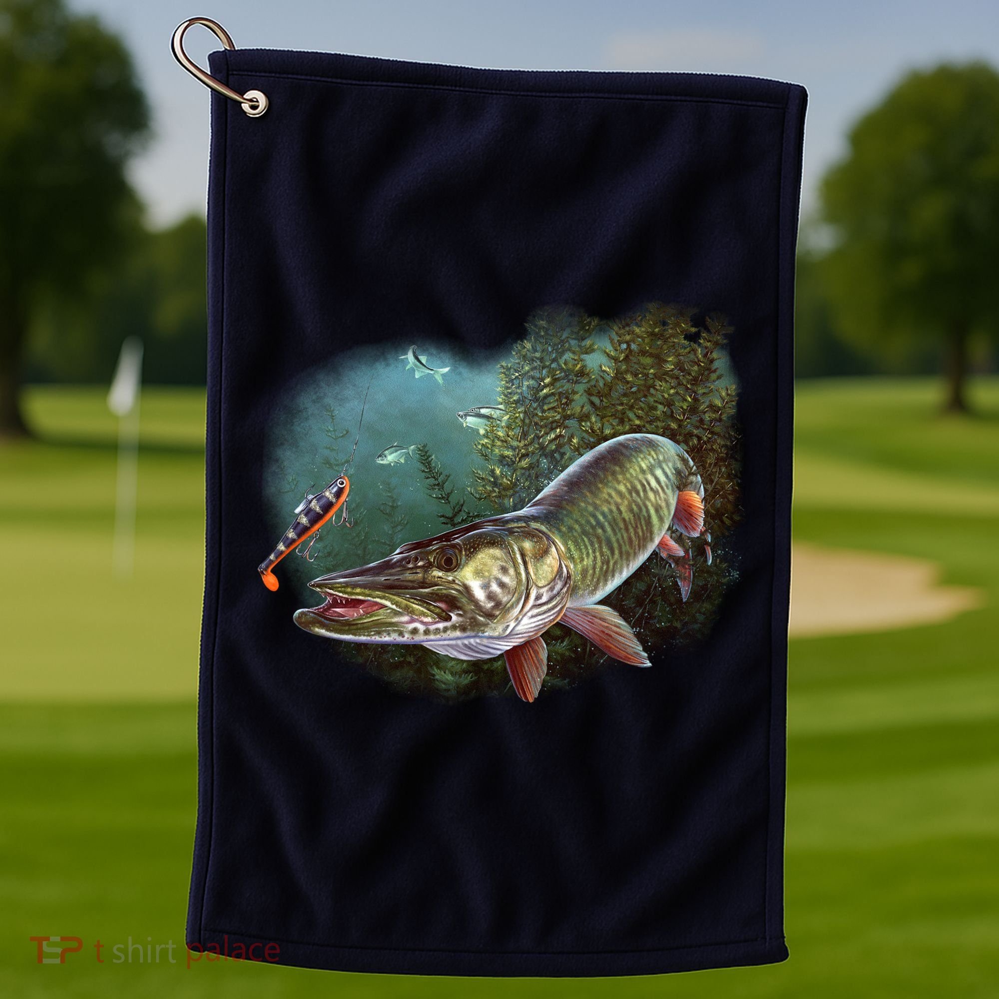 Musky Chase Fishing Golf Towel