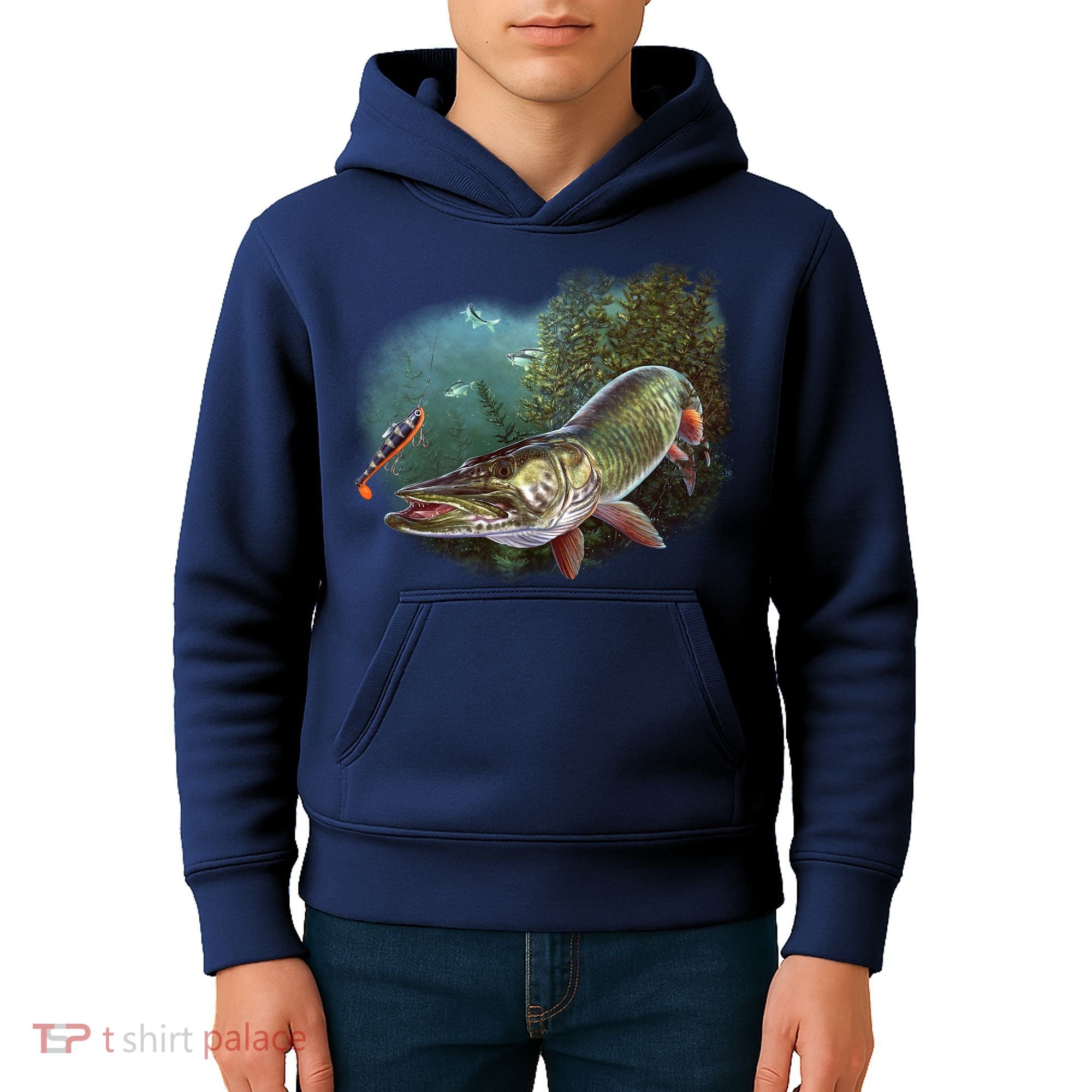 Musky Chase Fishing Kids Hoodie