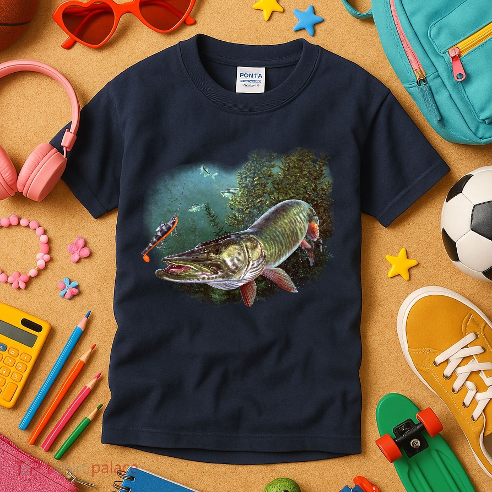 Musky Chase Fishing Kids T-Shirt