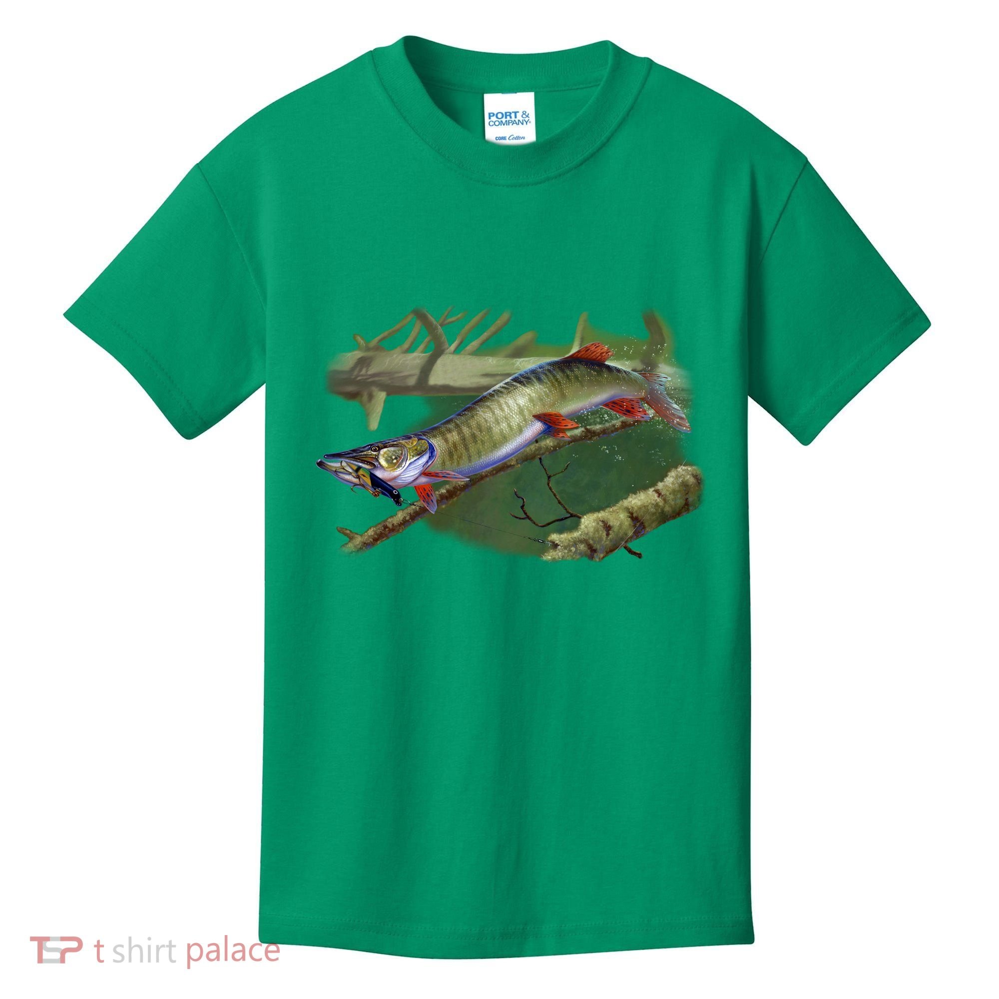 Musky Escape Route Fishing Kids T-Shirt