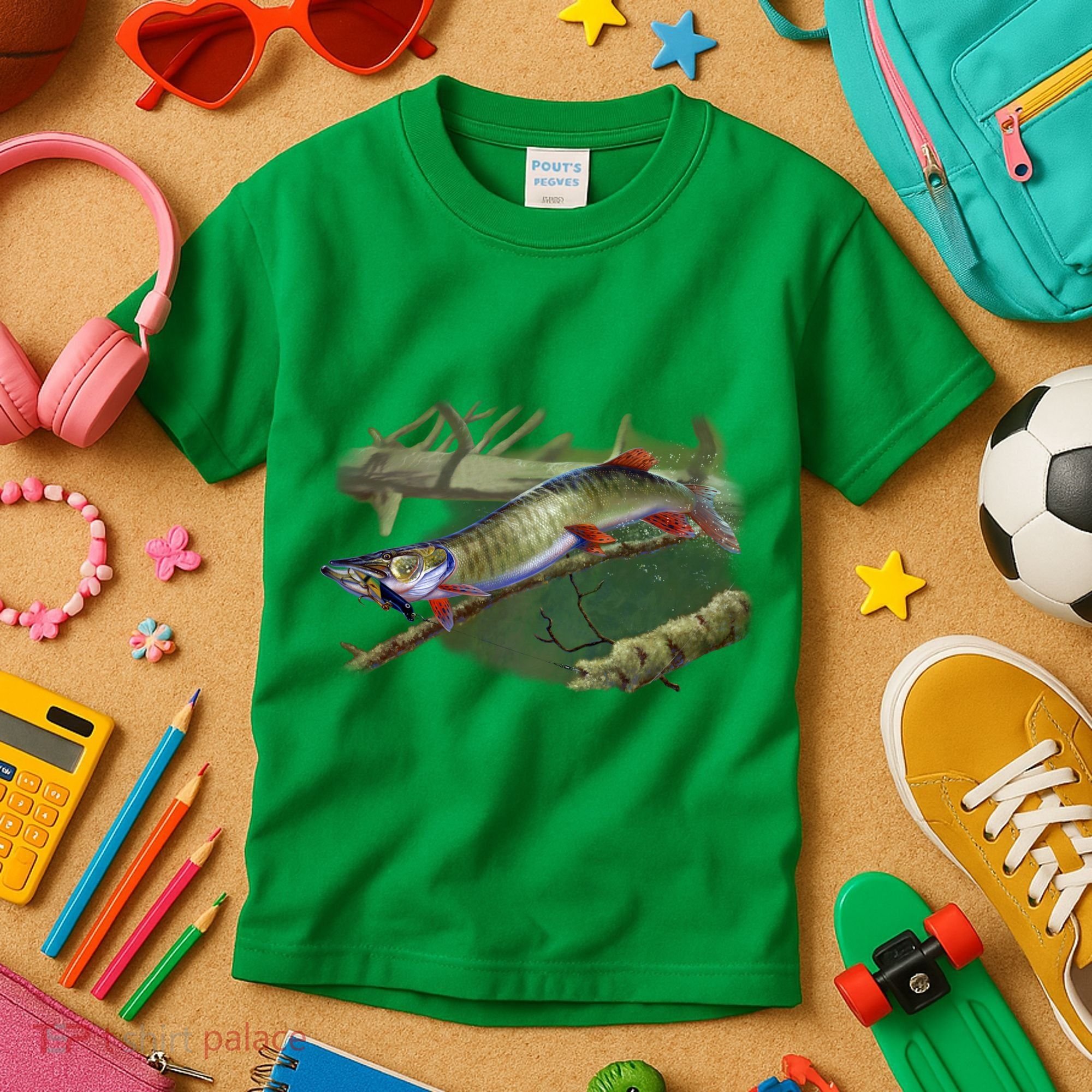 Musky Escape Route Fishing Kids T-Shirt