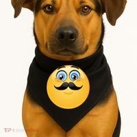 Mustache Emoji Smiley Face USA-Made Doggie Bandana thumb 1