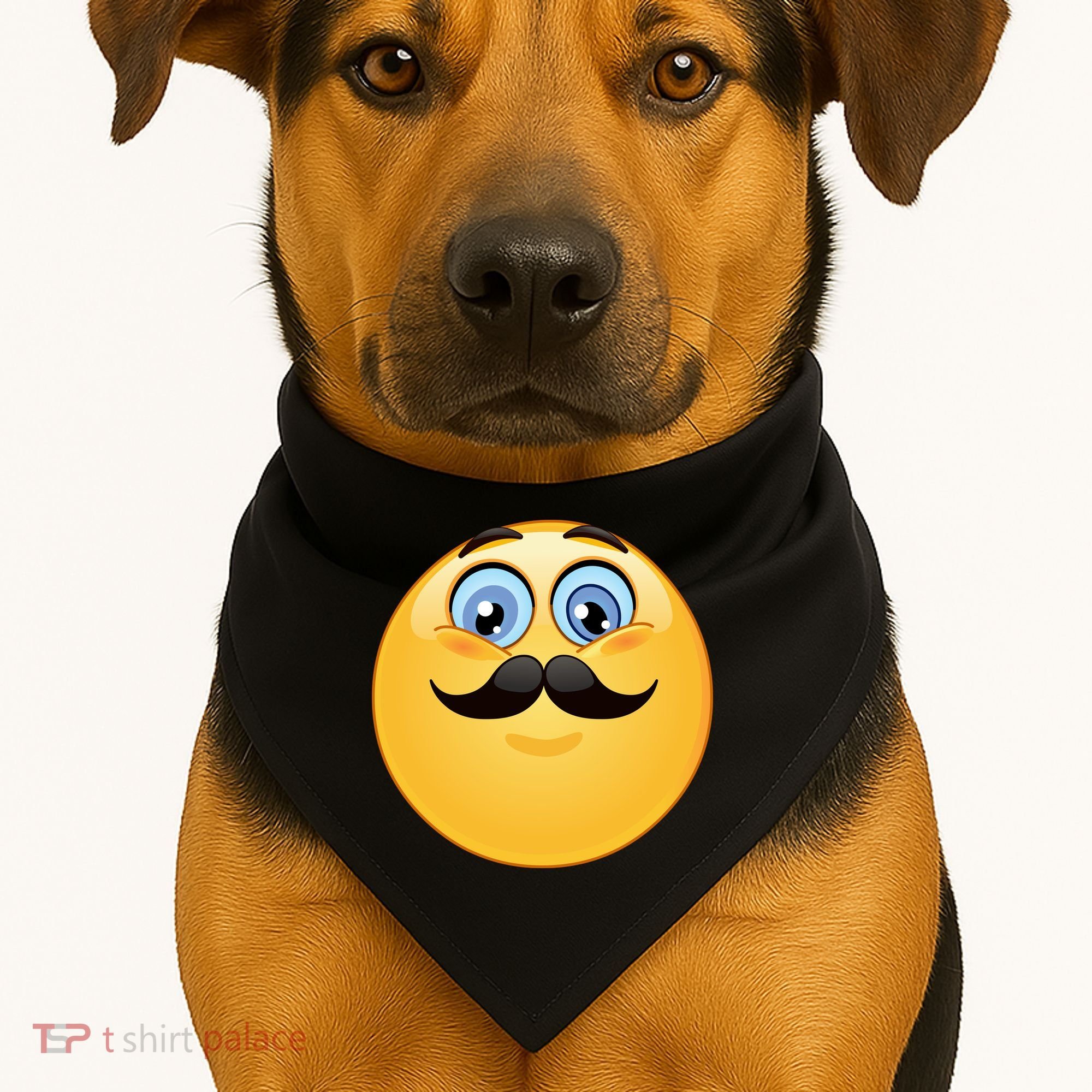 Mustache Emoji Smiley Face USA-Made Doggie Bandana