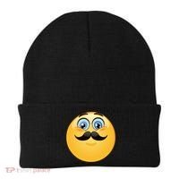 Mustache Emoji Smiley Face Beanie thumb 0