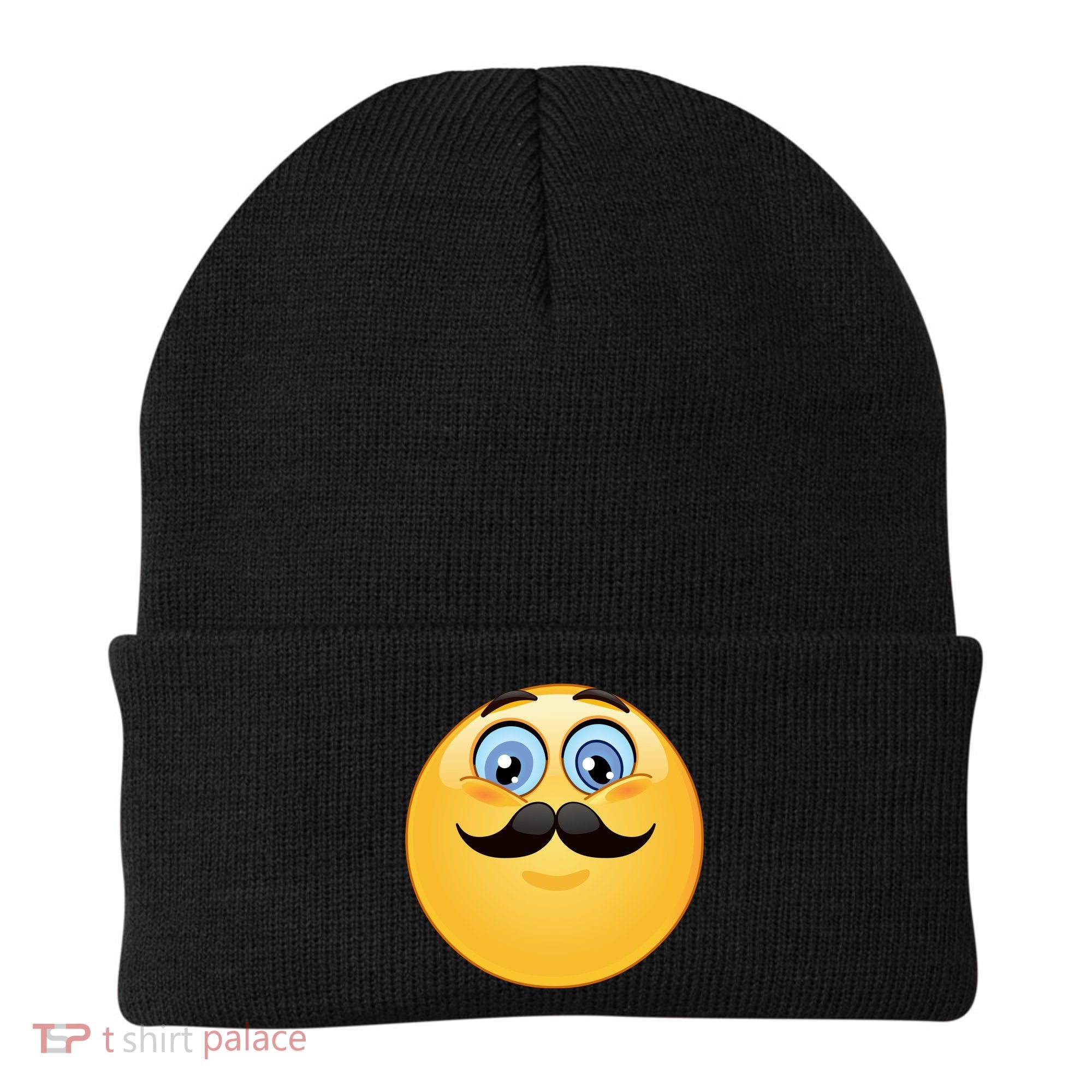 Mustache Emoji Smiley Face Beanie