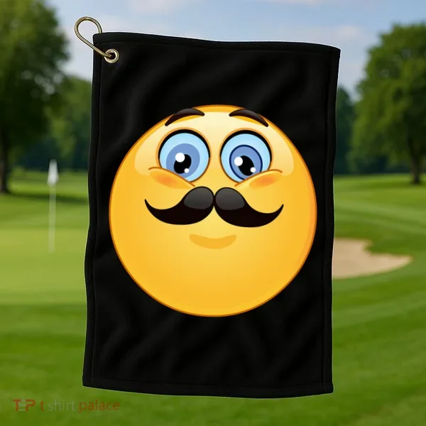 Mustache Emoji Smiley Face Golf Towel