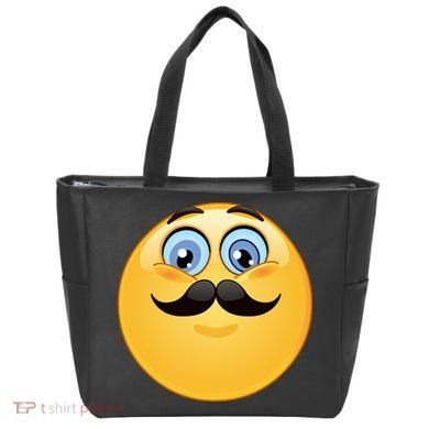 Mustache Emoji Smiley Face Tote Bag