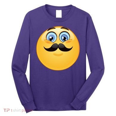 Mustache Emoji Smiley Face Long Sleeve Shirt