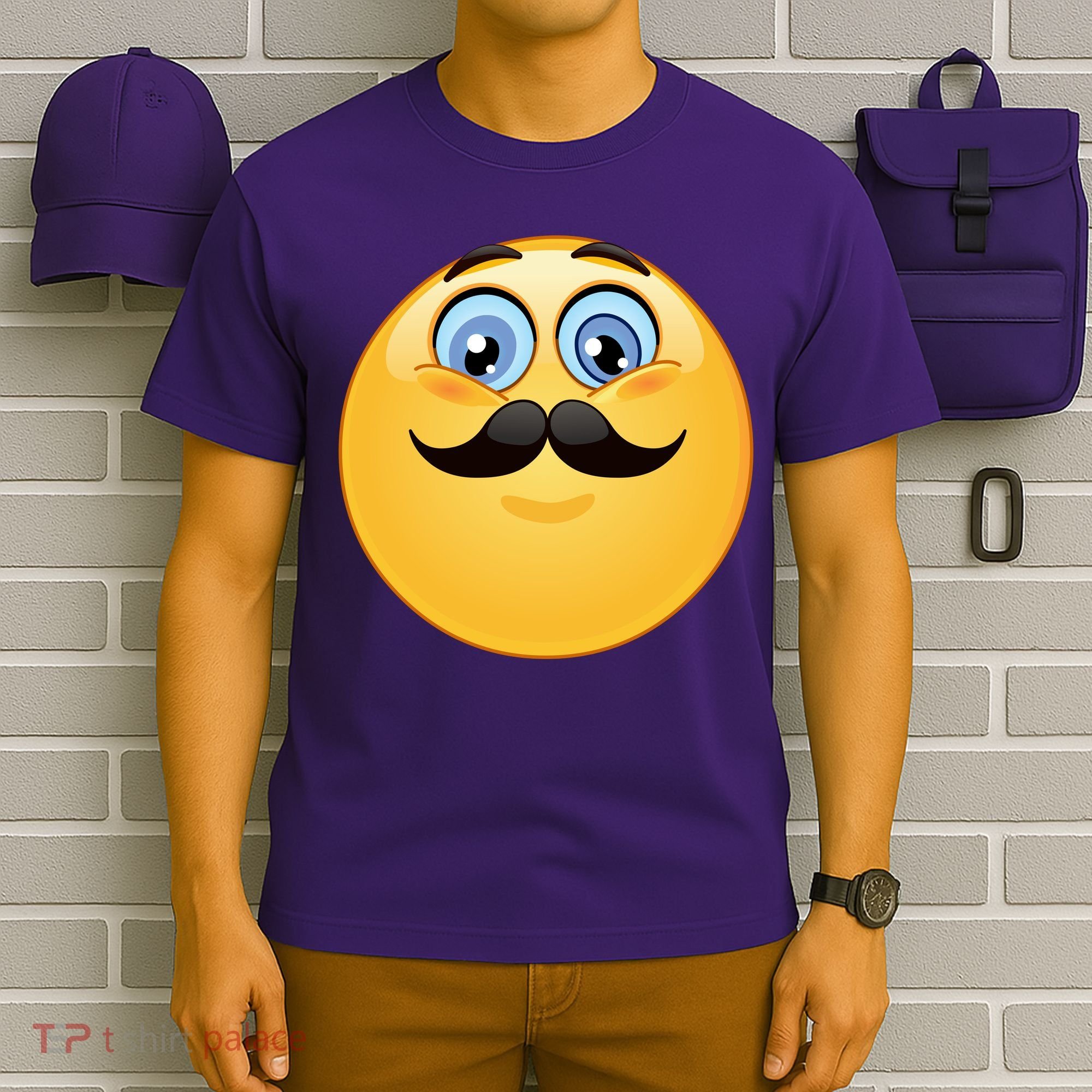 Mustache Emoji Smiley Face T-Shirt