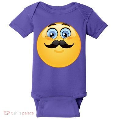 Mustache Emoji Smiley Face Baby Bodysuit