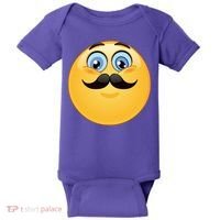 Mustache Emoji Smiley Face Baby Bodysuit thumb 0