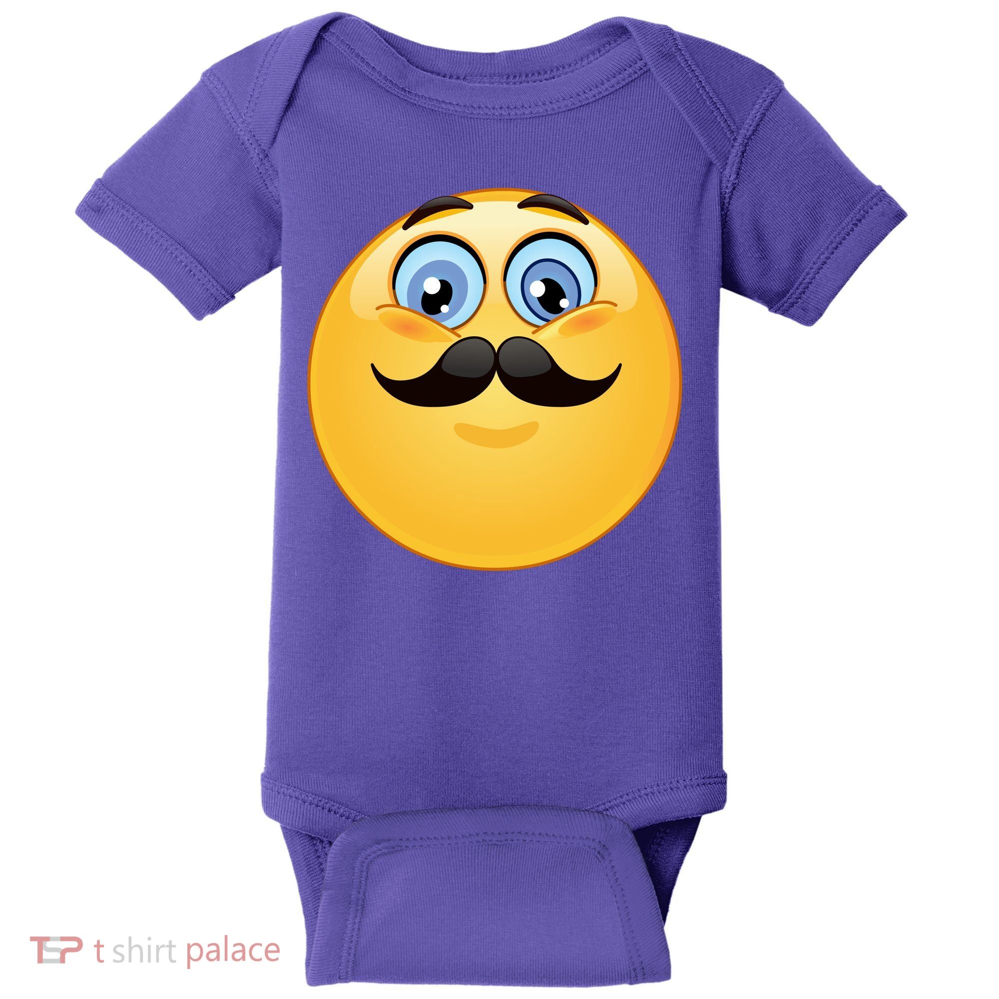 Mustache Emoji Smiley Face Baby Bodysuit
