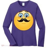 Mustache Emoji Smiley Face Women's Long Sleeve Shirt thumb 0