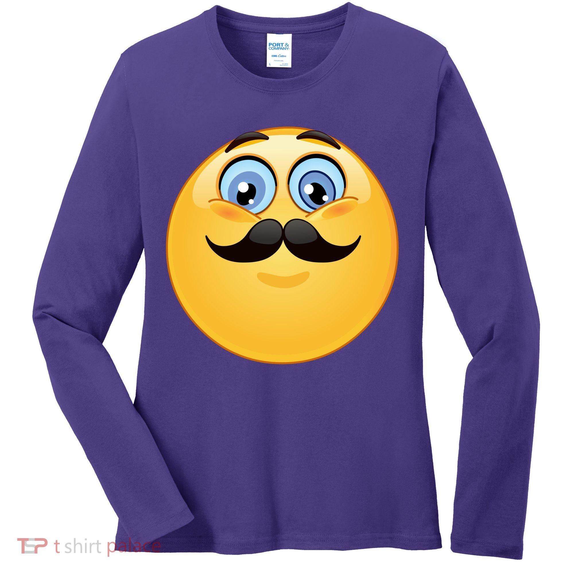 Mustache Emoji Smiley Face Women's Long Sleeve Shirt