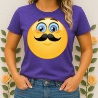 Mustache Emoji Smiley Face Women's T-Shirt thumb 2