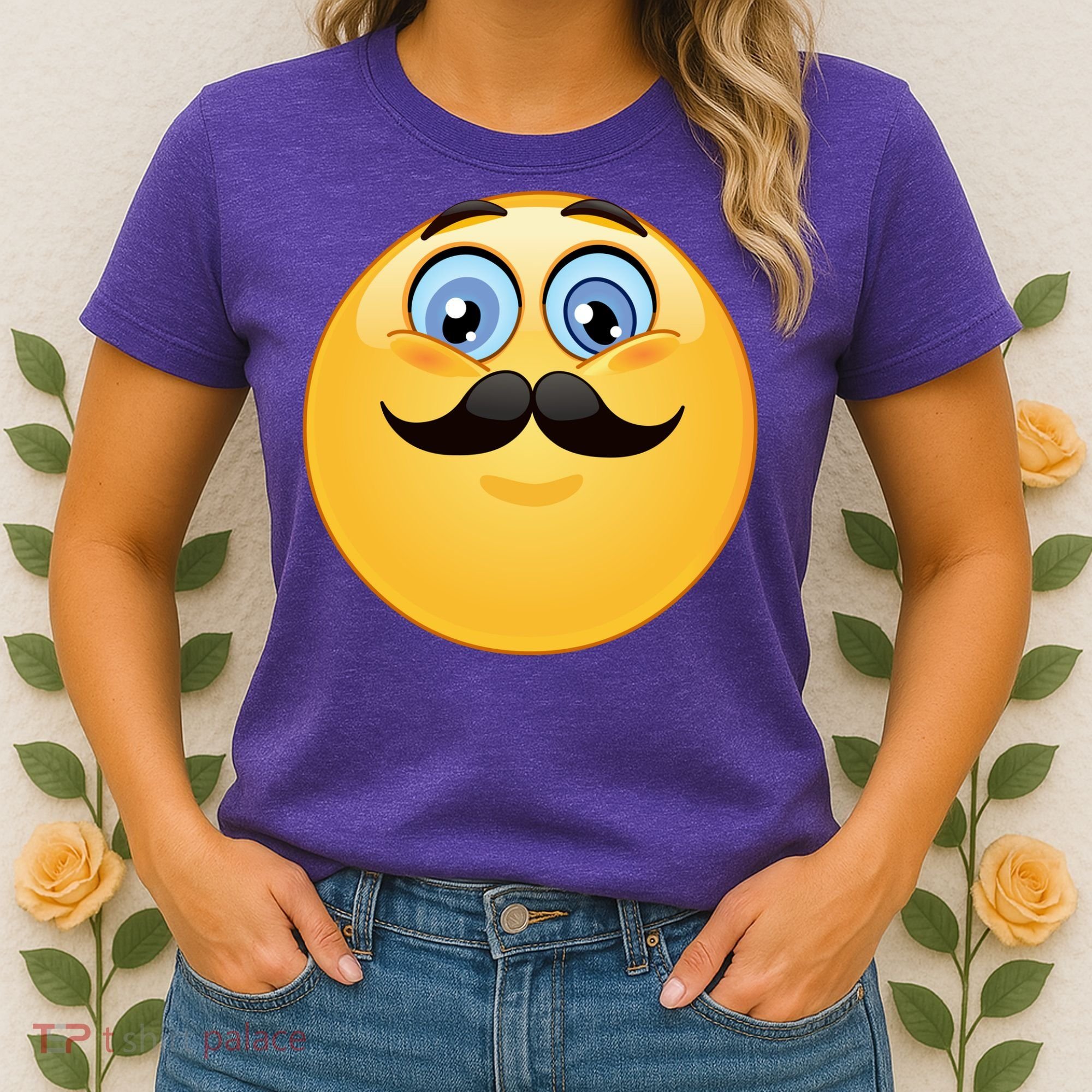 Mustache Emoji Smiley Face Women's T-Shirt