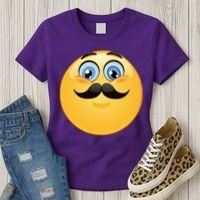 Mustache Emoji Smiley Face Women's T-Shirt thumb 3