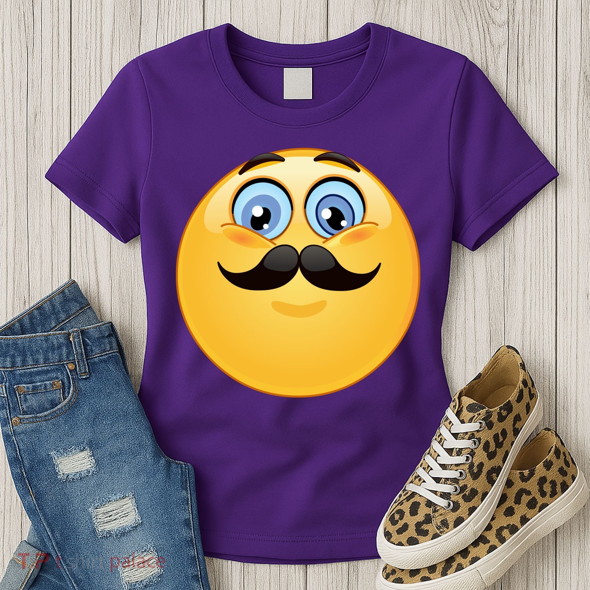Mustache Emoji Smiley Face Women's T-Shirt
