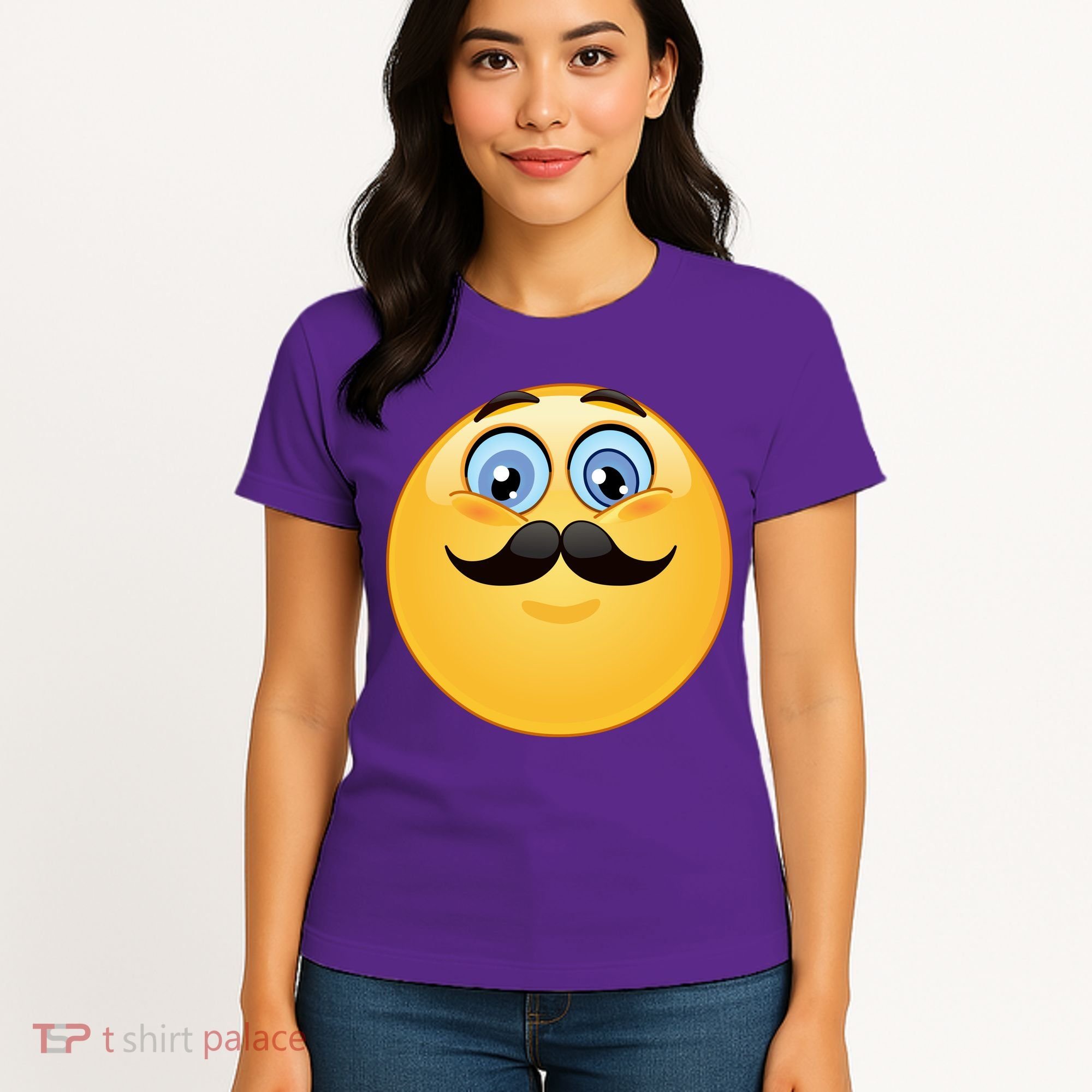 Mustache Emoji Smiley Face Women's T-Shirt