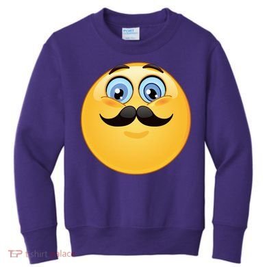 Mustache Emoji Smiley Face Kids Sweatshirt