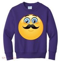 Mustache Emoji Smiley Face Kids Sweatshirt thumb 0
