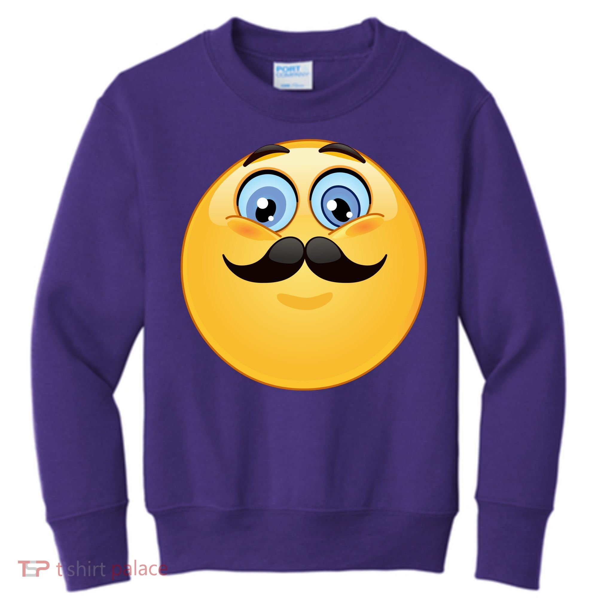 Mustache Emoji Smiley Face Kids Sweatshirt