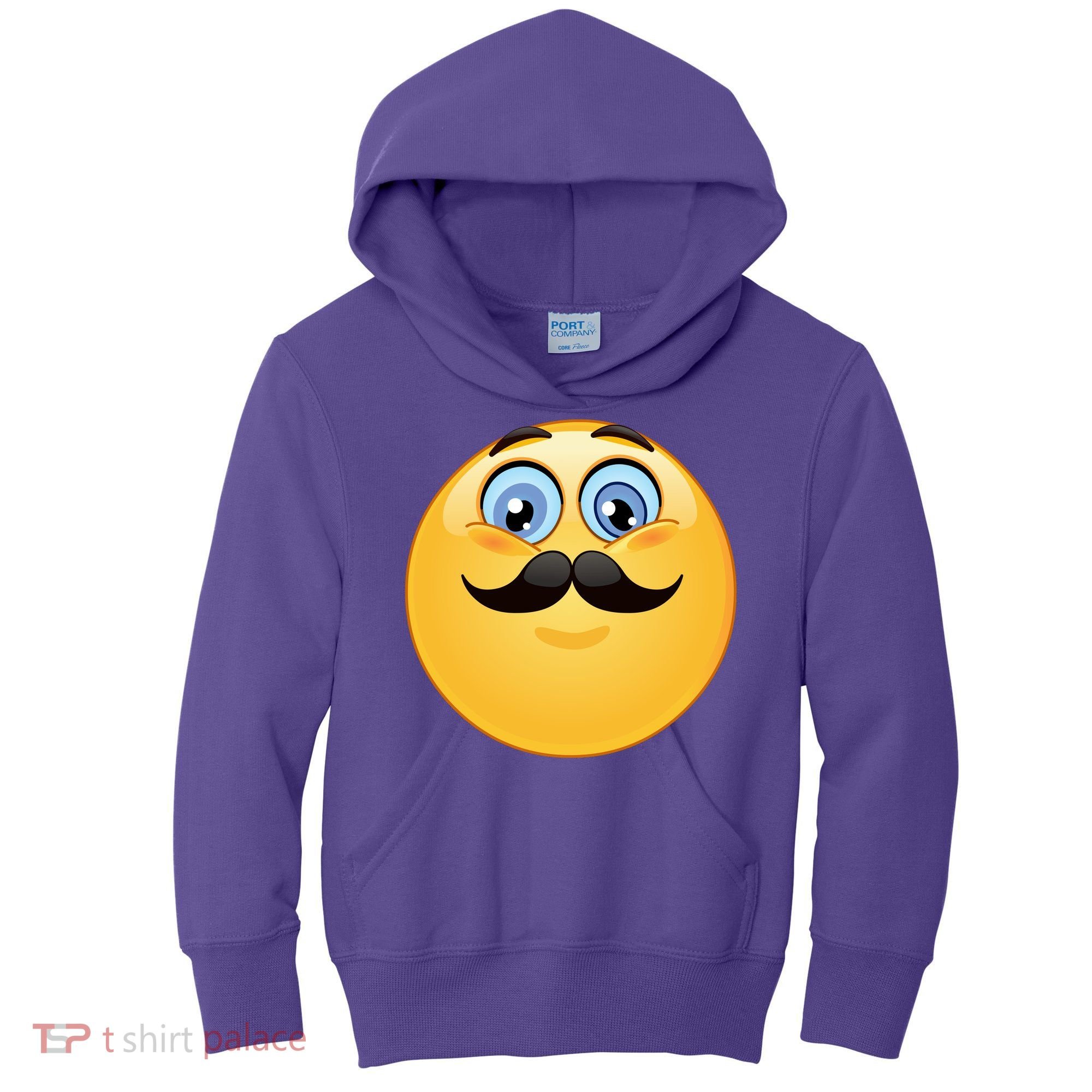 Mustache Emoji Smiley Face Kids Hoodie