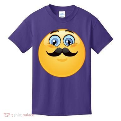 Mustache Emoji Smiley Face Kids T-Shirt