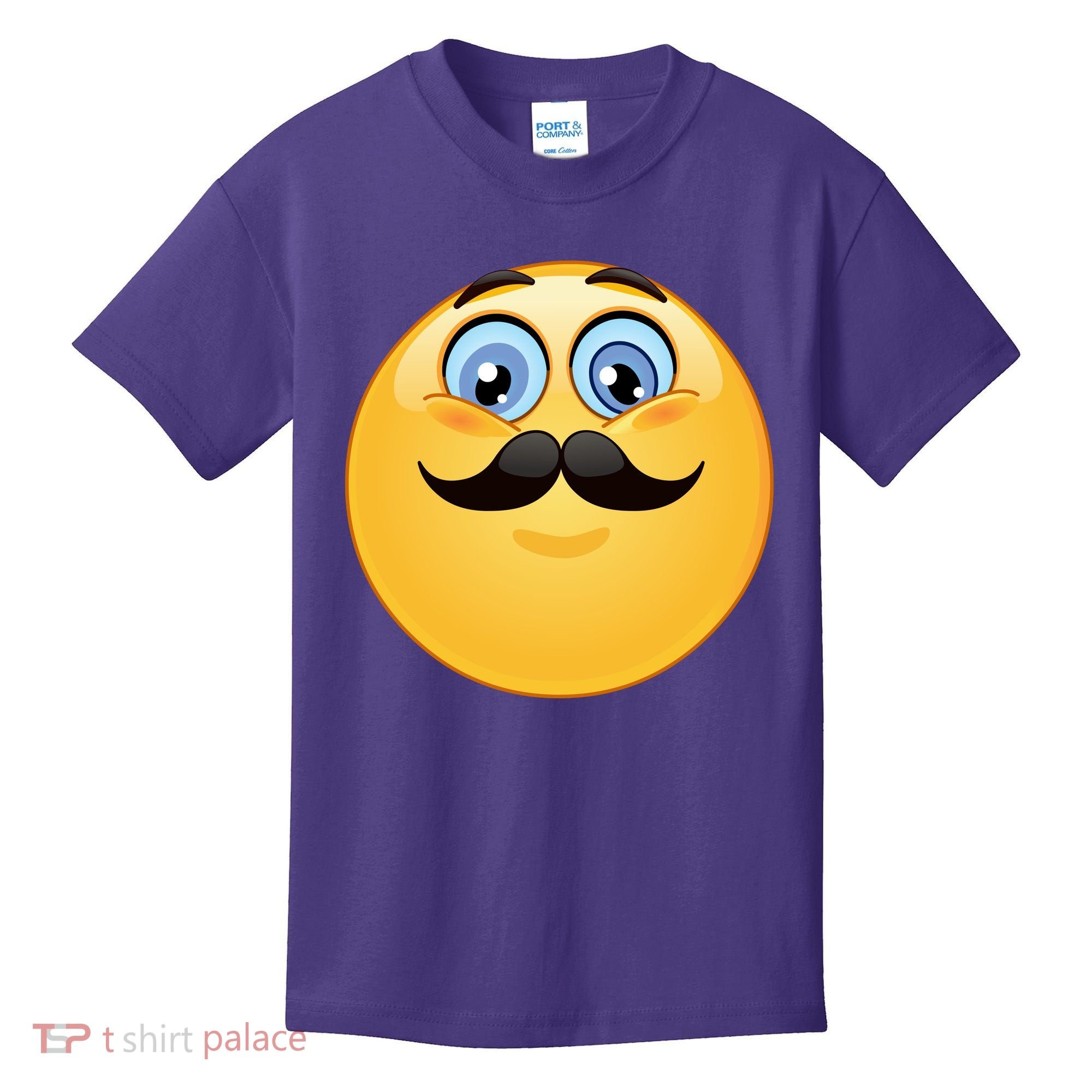 Mustache Emoji Smiley Face Kids T-Shirt