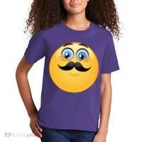 Mustache Emoji Smiley Face Kids T-Shirt thumb 2